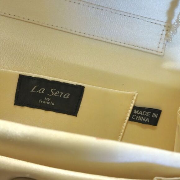 La Sera By Franchi Cream Silk Evening Clutch Bag - Picture 11 of 13